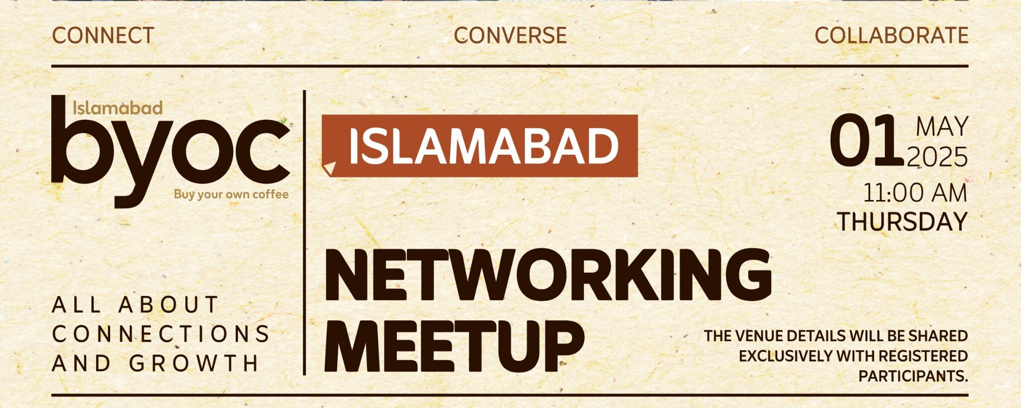 graphic for islamabad networking meetup for the month of May 2025